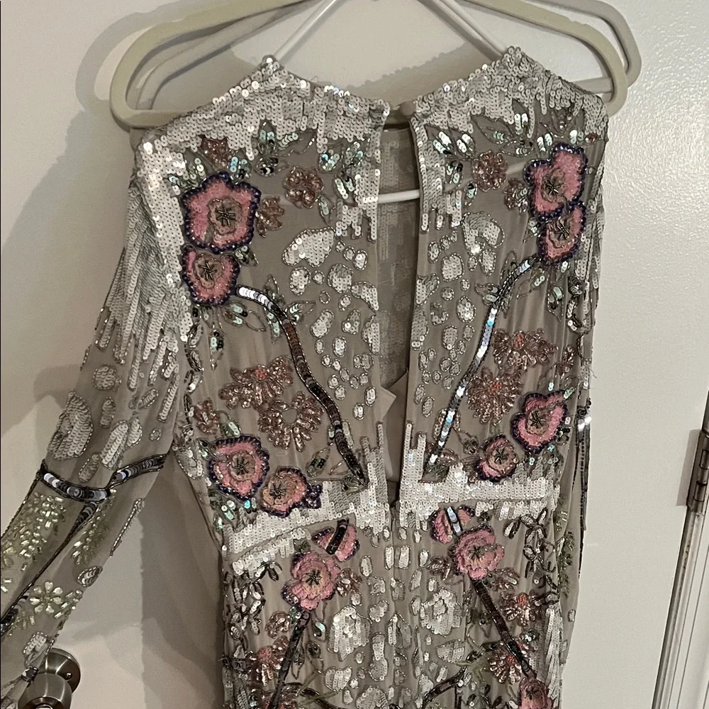 ASOS Gray Floral Long Sleeve Dress - Picture 5 of 5